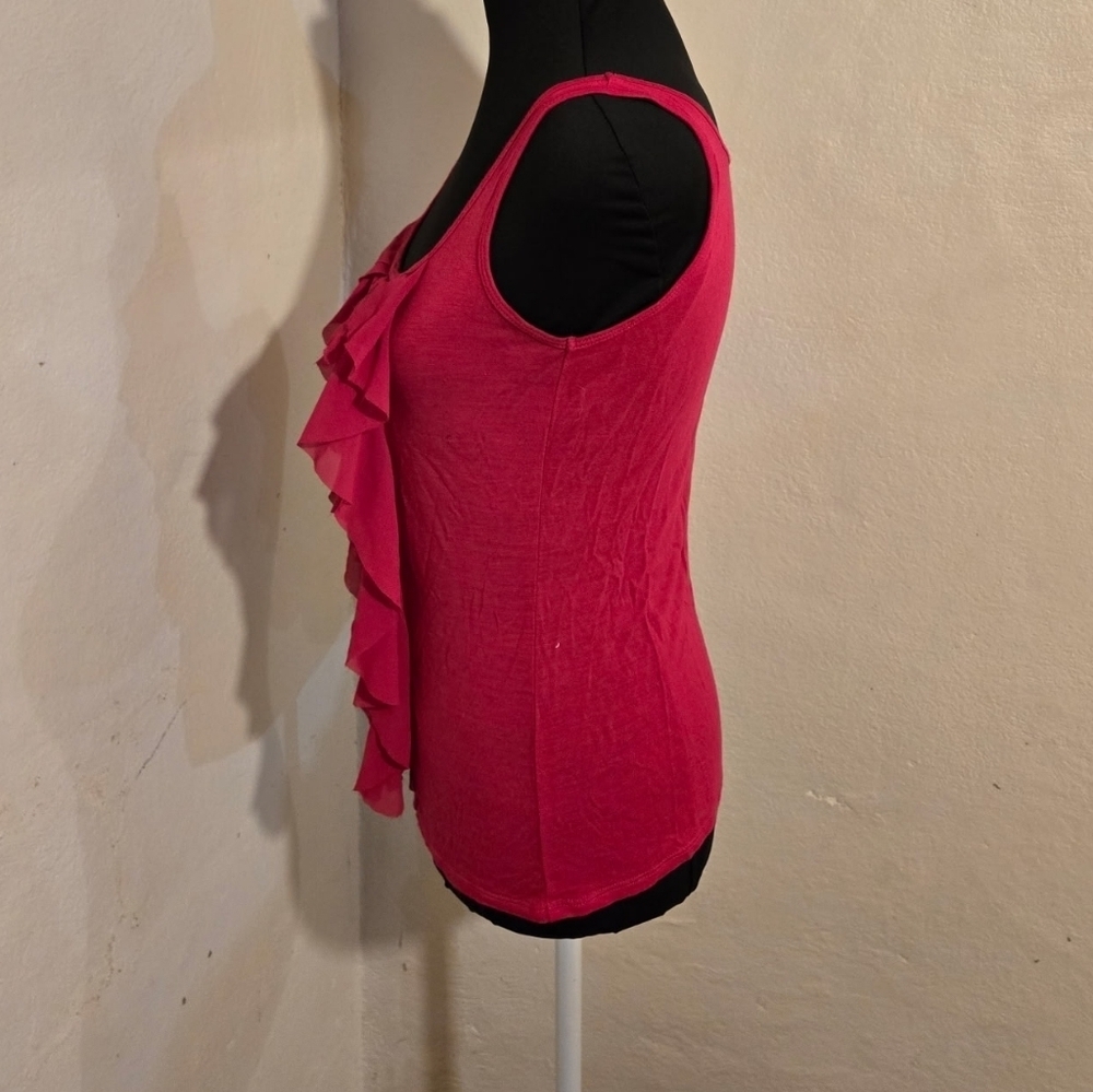 New York & Company Fuchsia Ruffle Tank Top Size S - Picture 4 of 5